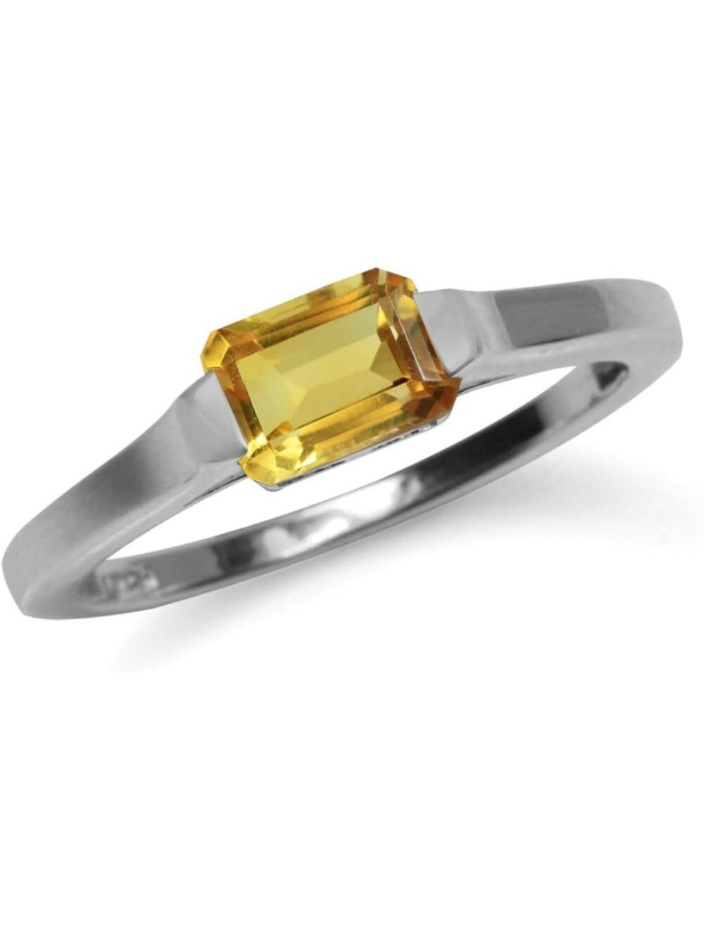 Minimalist Octagon Gemstone Solitaire Ring in White/Yellow Gold Plated 925
